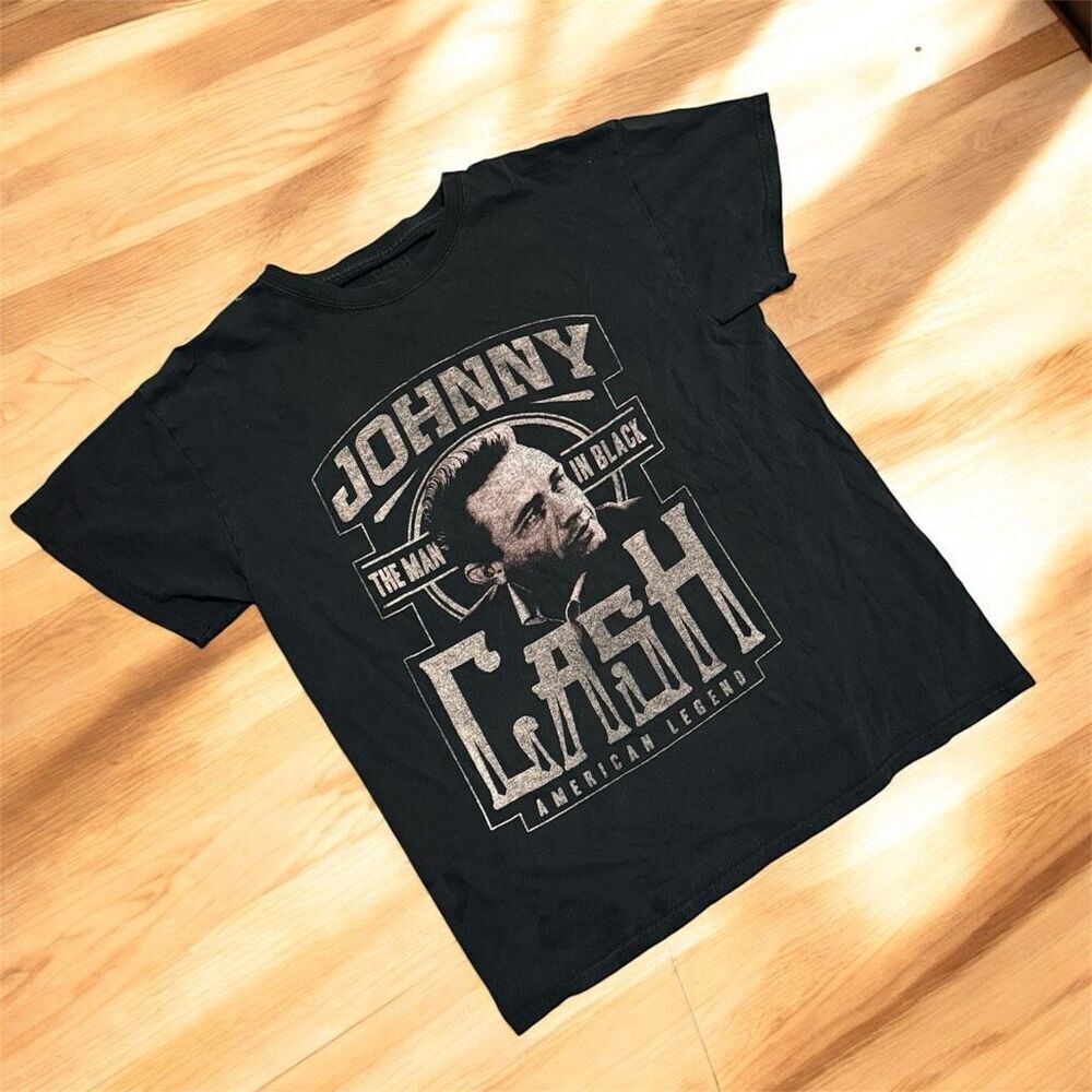 Johnny Cash Black Band T Shirt Tee Graphic Medium